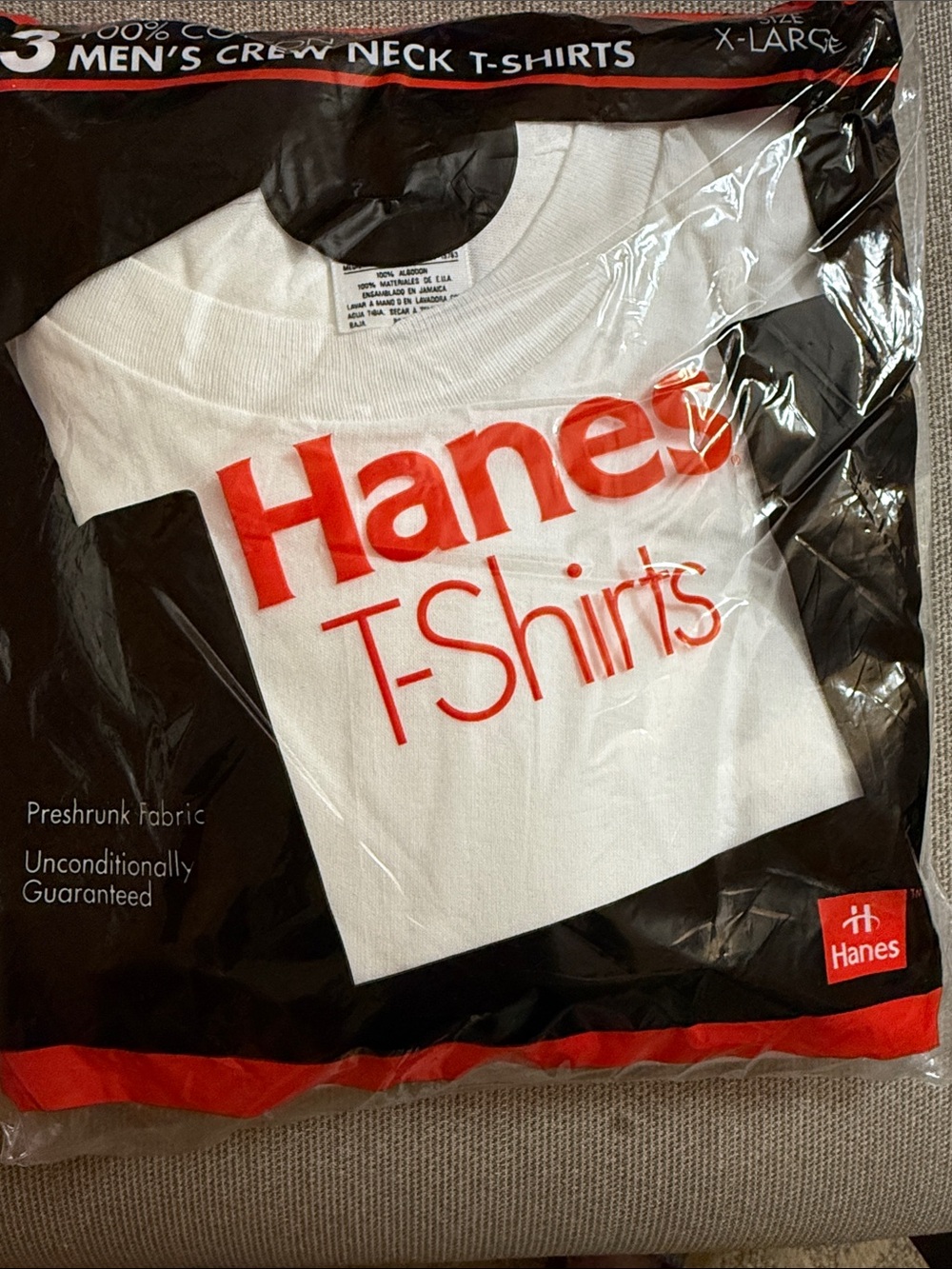 NWT Hanes Crew Neck T-Shirt White - Short Sleeve Tee XL 2 (3 packs)